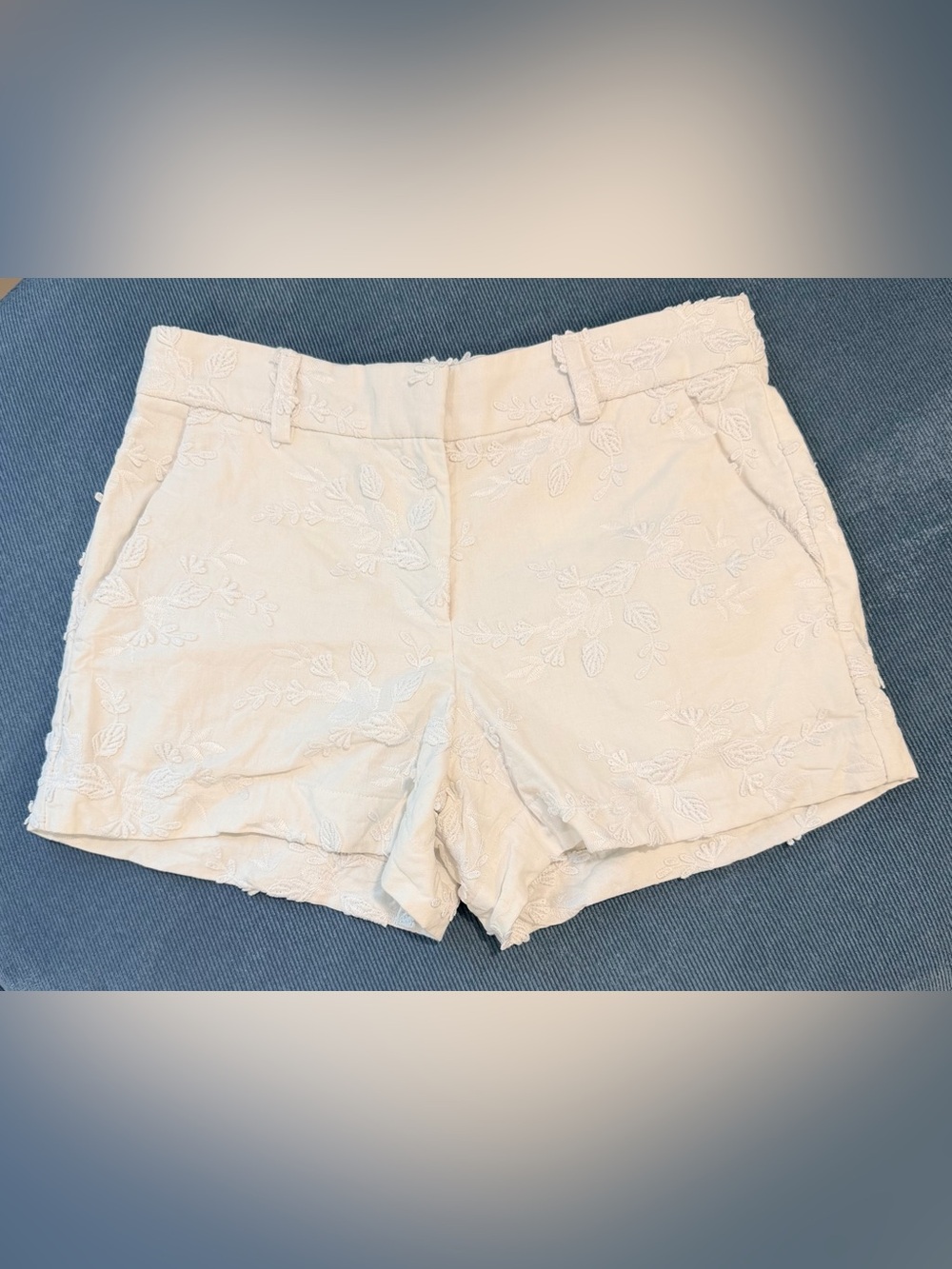 LOFT White Embroidered Shorts
